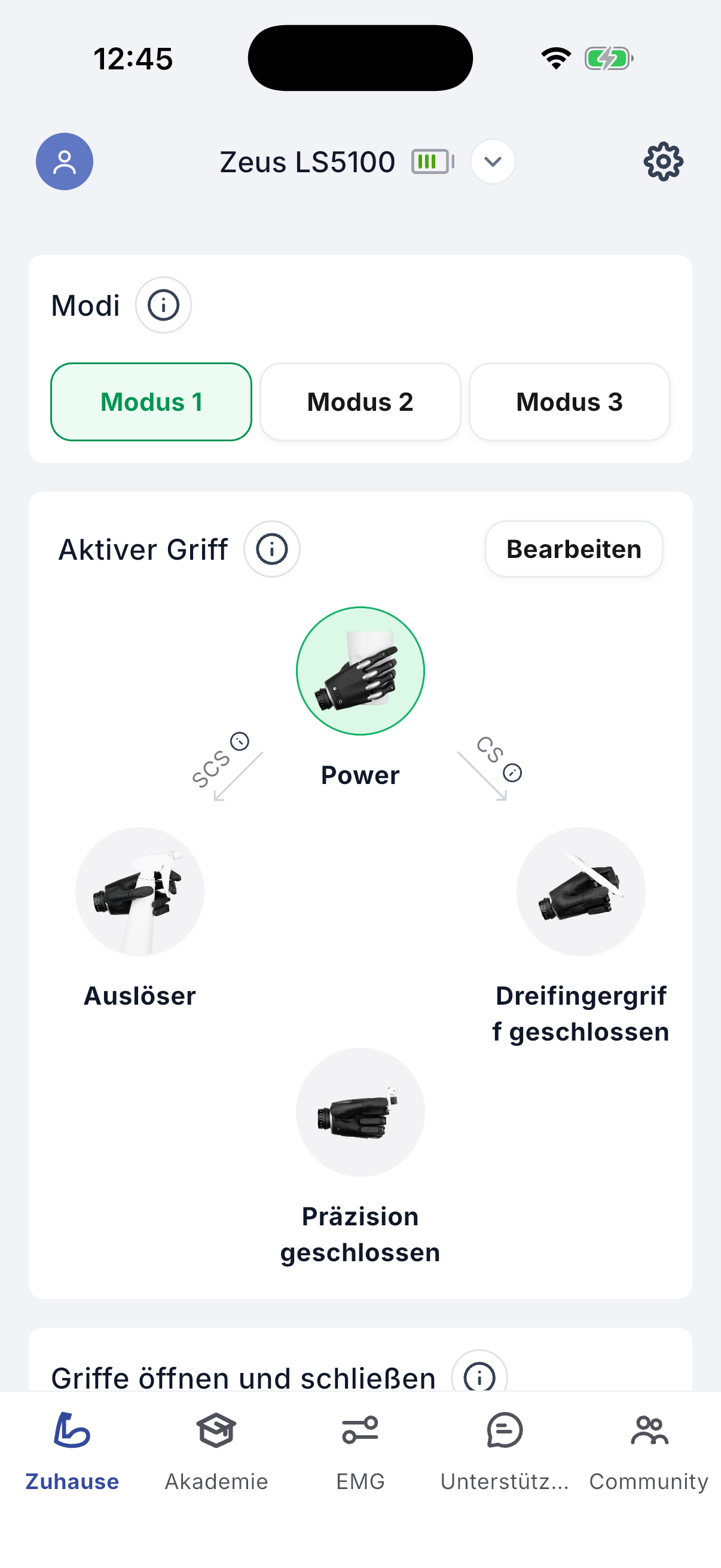 Modes and active grip