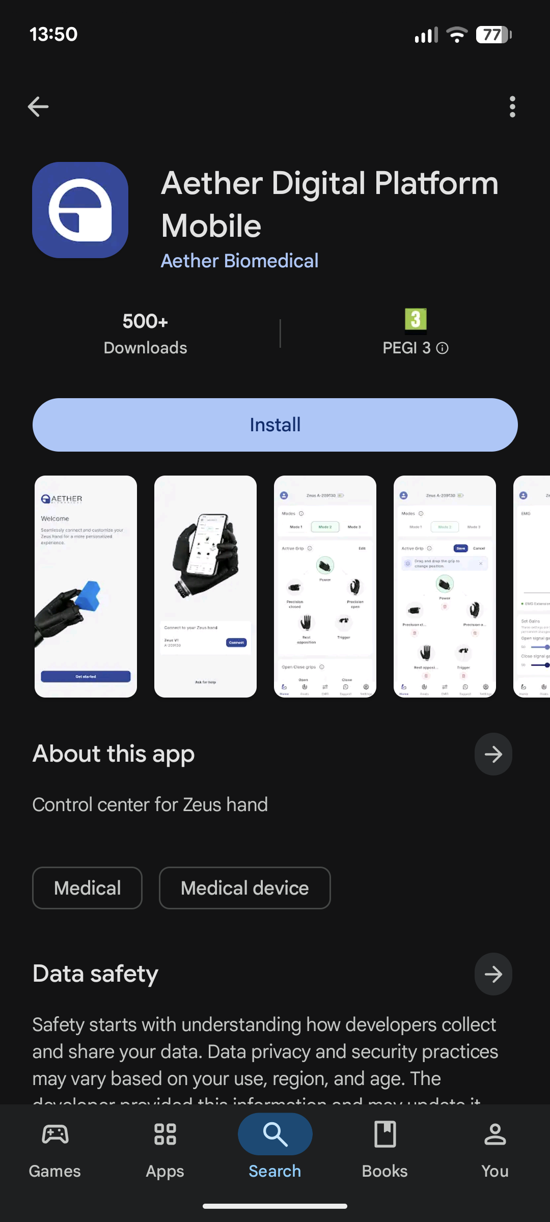 Google Play listing