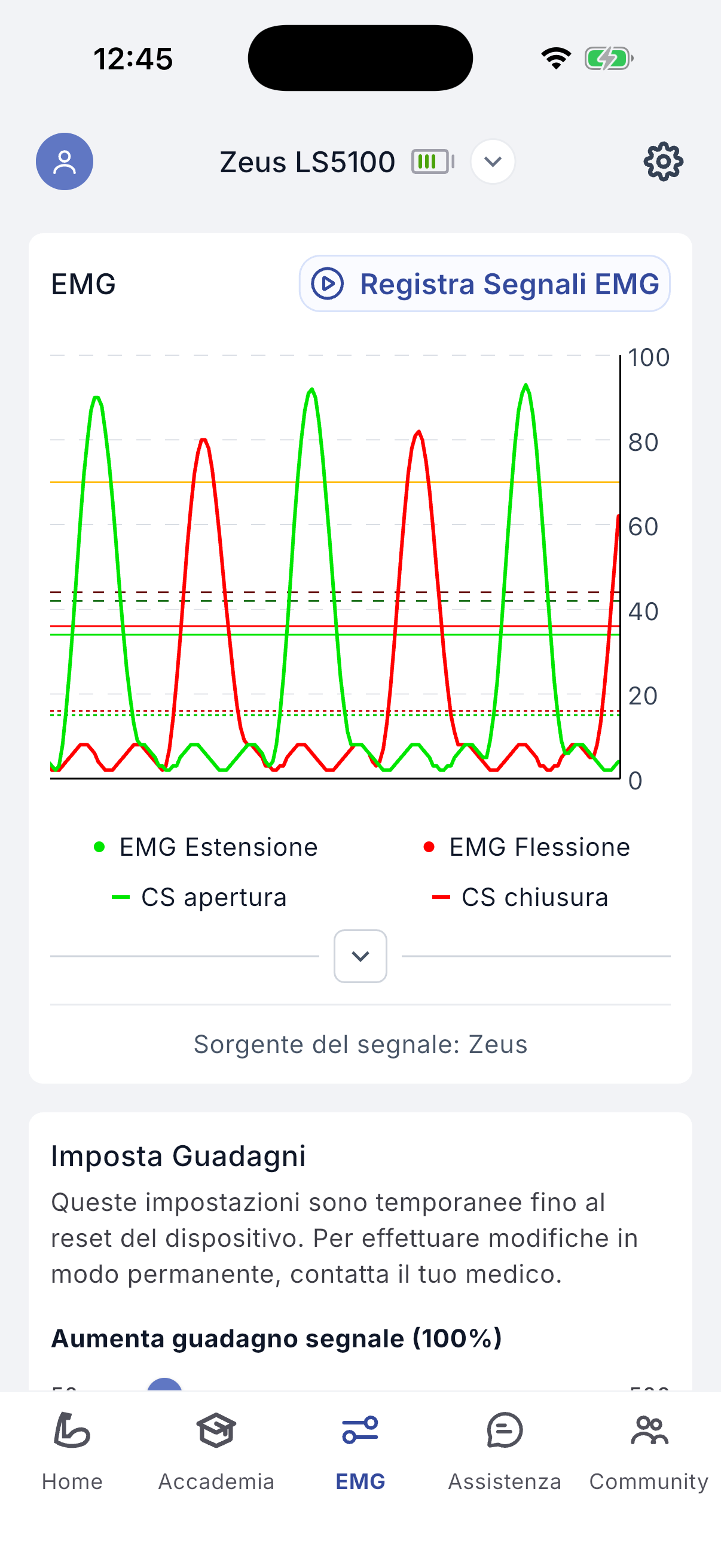 EMG signals screen