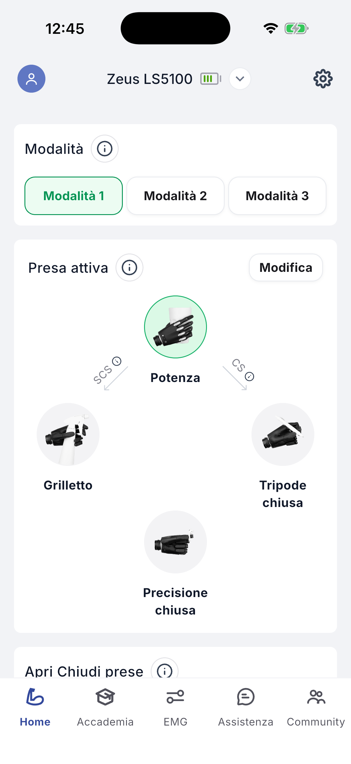 Modes and active grip