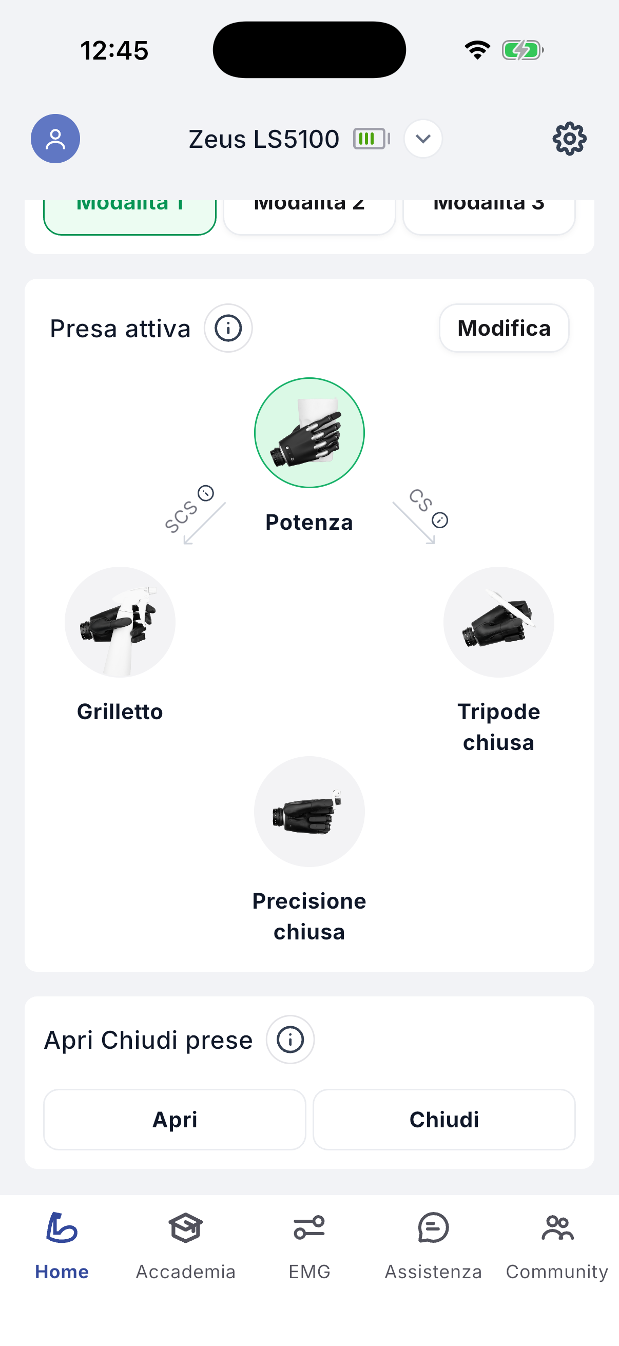 Grips with open and close controls