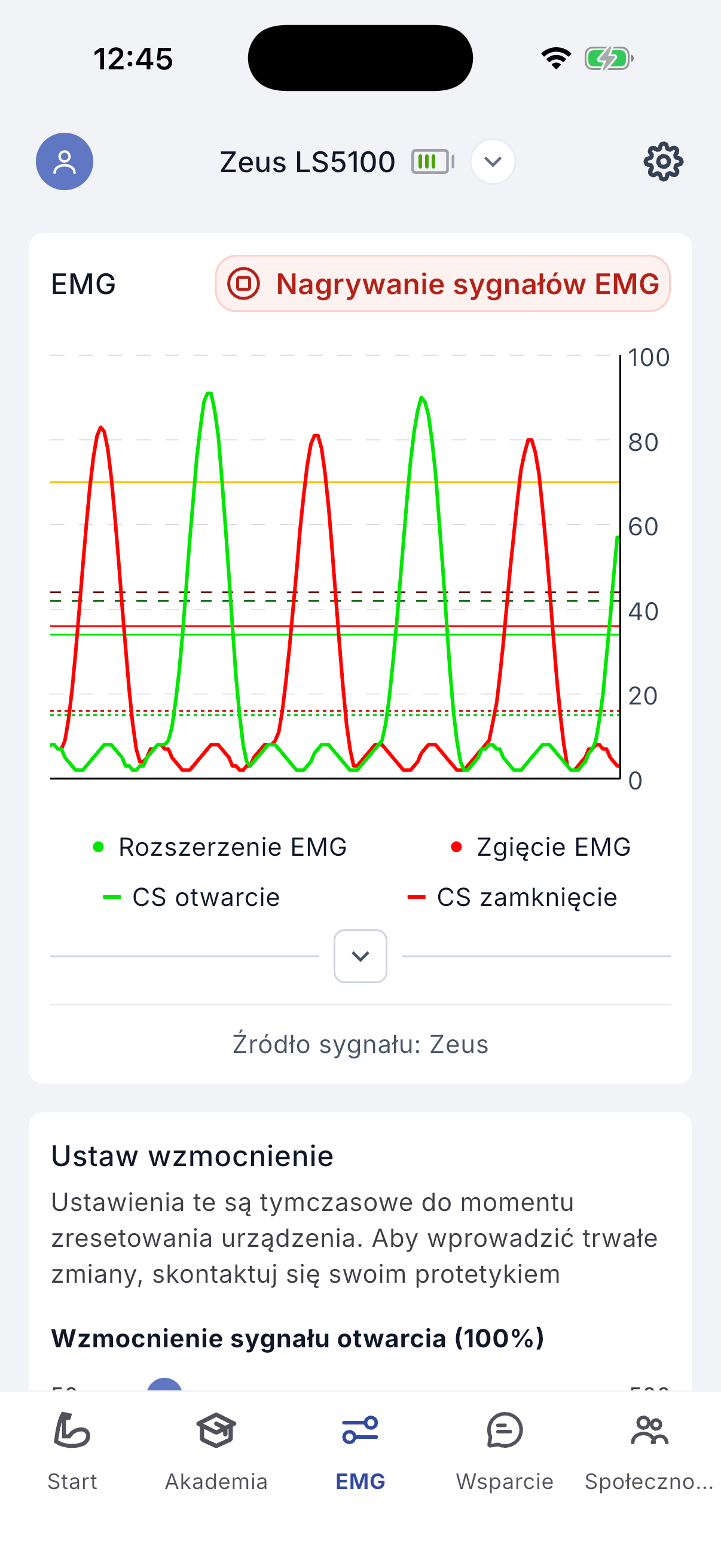Recording EMG signals