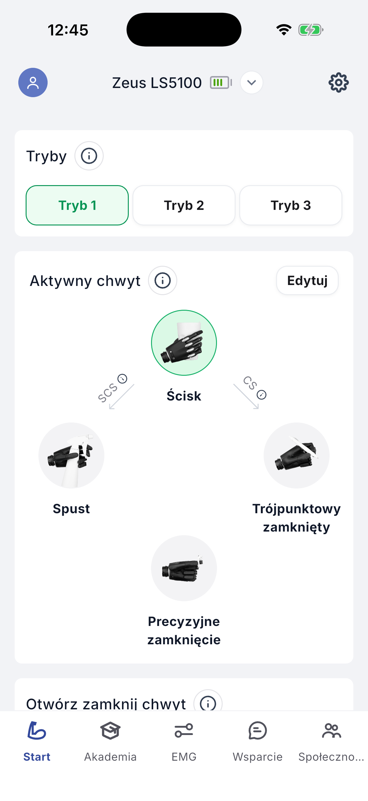 Modes and active grip