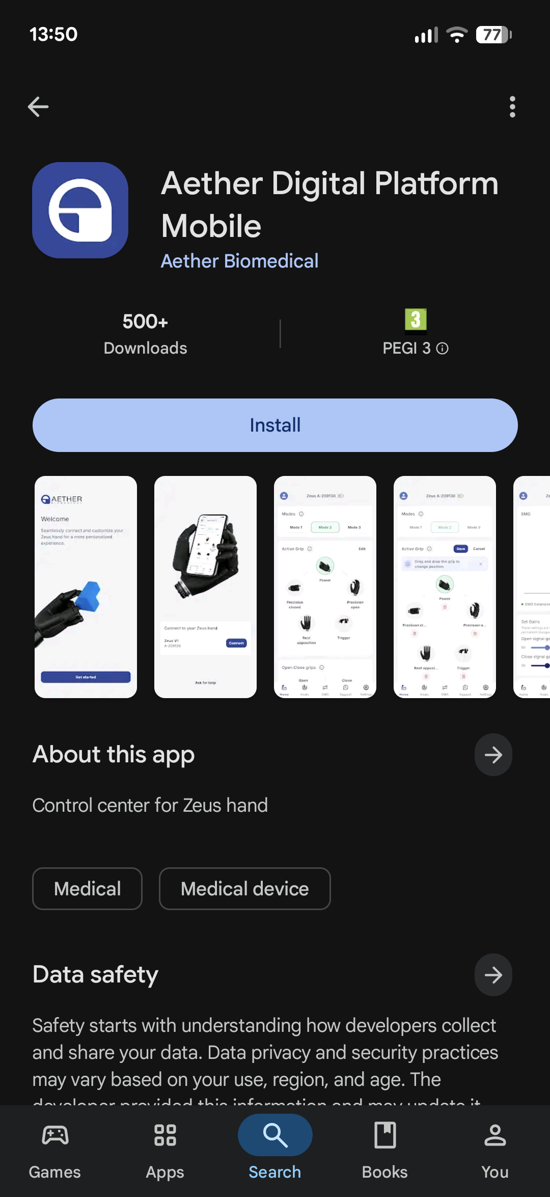 Google Play listing