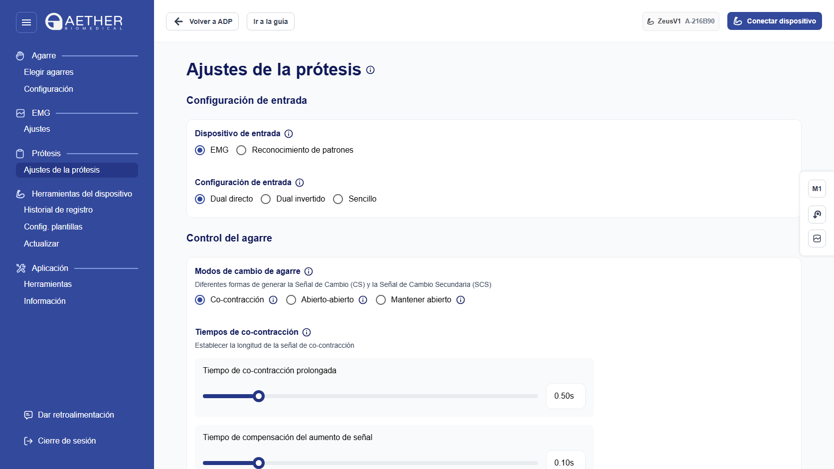Ajustes de la prótesis