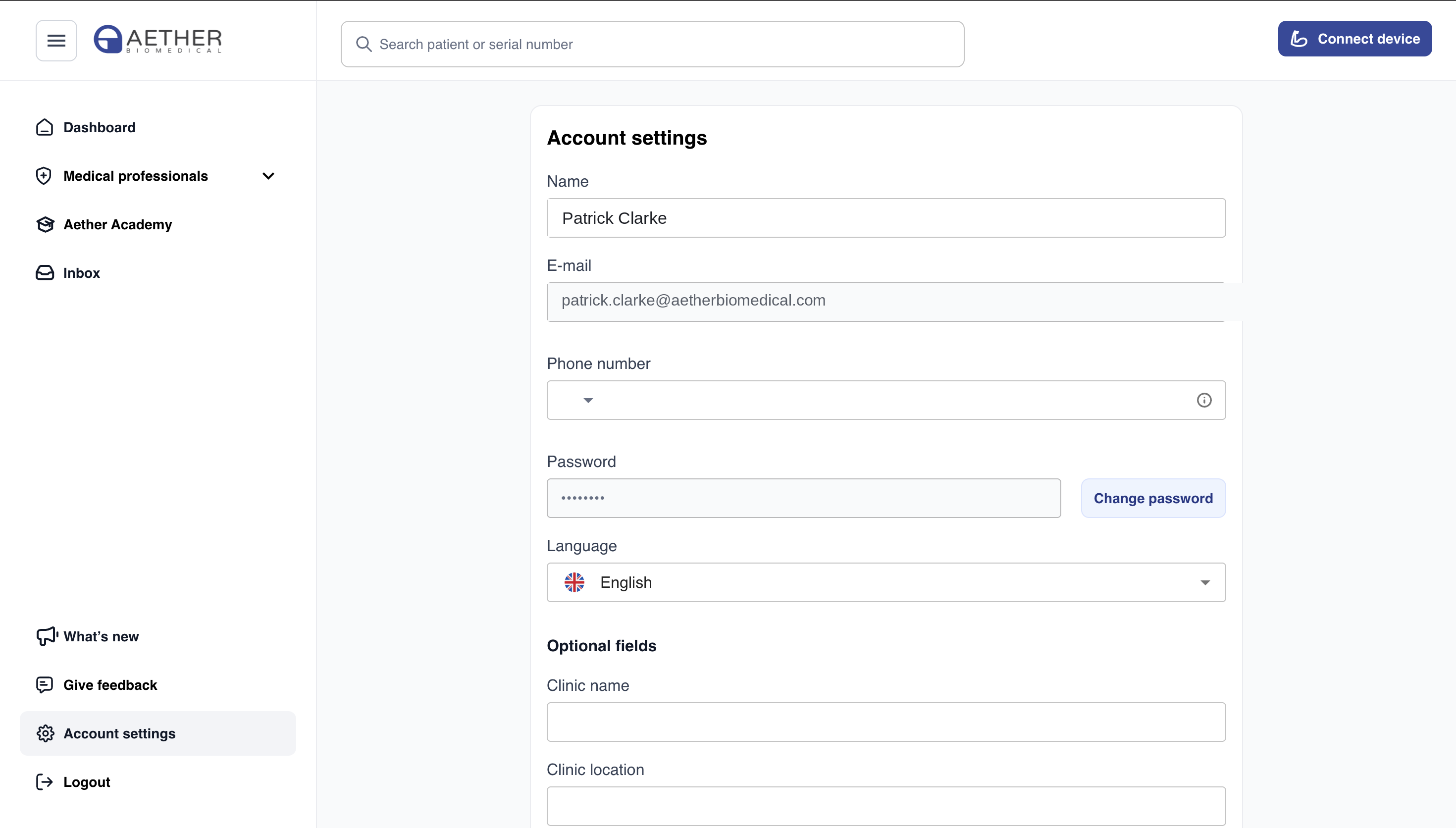 Account settings