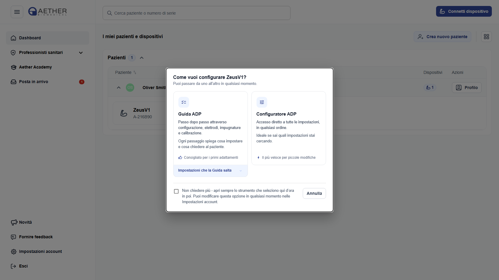 Scelta del percorso di configurazione
